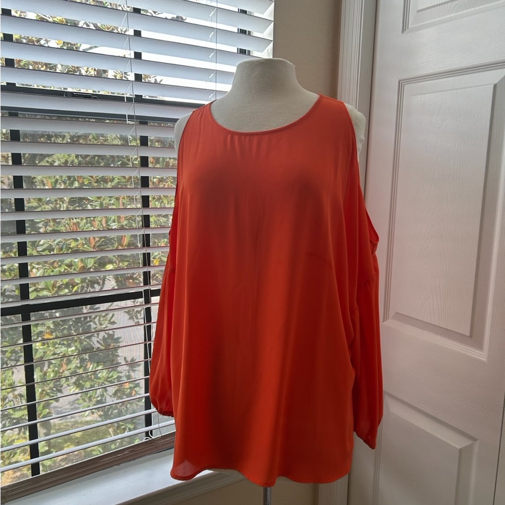 Eloquii Orange Cold Shoulder Blouse – Size 24 - Picture 2 of 6